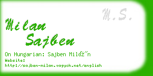 milan sajben business card